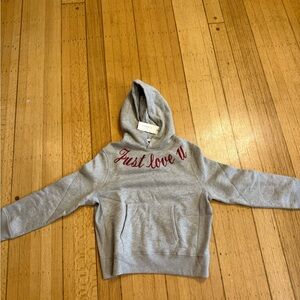 Sandro. BNWT. Gray and Red Embroidered Top